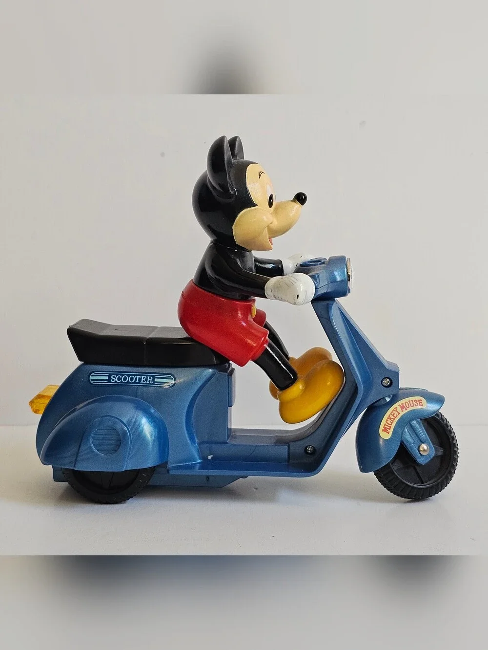 Vintage Mickey Mouse Blue Scooter Wind-up Toy Figure 1982 Masudaya Japan Disney